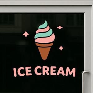 파스텔칼라 귀욤 아이스크림그림 레터링 무인 가게 인테리어 스티커