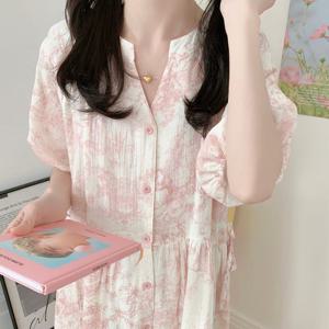 2컬러 리뜨와 단추 요루면 원피스잠옷 파자마 홈웨어 수유복