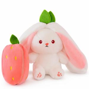 변신 반전 딸기 당근 토끼 인형 2종 귀여운 애착 선물 안고자는 아기토끼 과일 동물 봉제