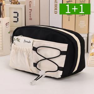 1+1 대용량 펜파우치 지퍼형 패브릭 초등학생 중학생 필통