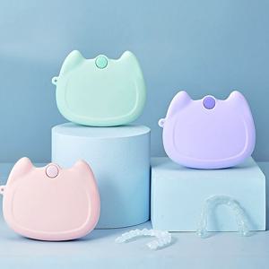 귀여운 고양이 실리콘 교정기 케이스 스트랩포함 투명교정 마우스피스 휴대용 보관함 인비절라인