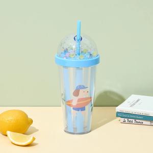 스트라이프퍼피 빨대 텀블러 380ML 강아지