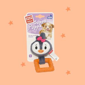 강아지 치석케어 애착인형 기그위 슈파푸파 사각고리 핸들 펭귄