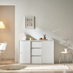 라인아트 슬라이딩 3단 2도어 서랍수납장 1200