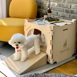 강아지집 고양이 숨숨집 반려견 원목 테이블하우스(모노베이지)