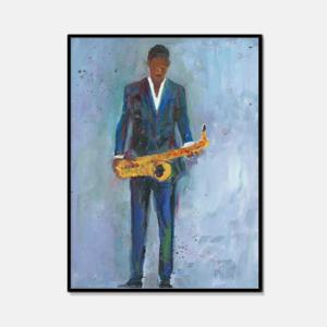 사무엘 딕슨 Sax in a Blue Suit 색소폰 악기그림 음악 포스터액자