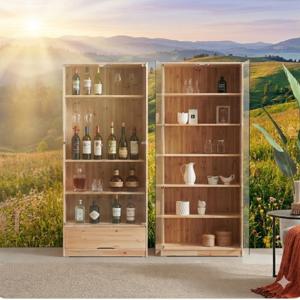 플랫홈 하늘타리 삼나무 원목 소형 1800 피규어 유리장식장 와인바 양주진열장 YS10