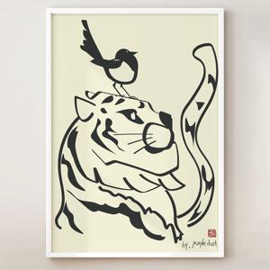 까치 호랑이 그림 풍수 포스터 인테리어 호작도 작호도 방꾸미기