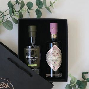 혼합2종 선물세트 레오나르디 발사믹식초 핑크+발더라마 올리브오일 250ml