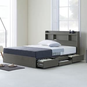 고급 E0 친환경 통서랍 LED 4단 서랍형 수납 침대프레임 (매트리스 선택) SS Q