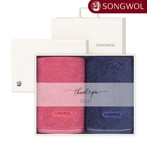 컬러풀 170g 호텔수건 2매 감사 레터링 띠지 선물세트 (크림상하+쇼핑백)