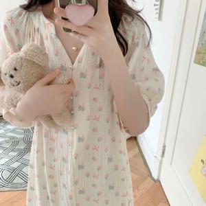 2타입 리본딸기 과일 요루면 원피스잠옷 세트잠옷 홈웨어 파자마