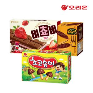 비쵸비 딸기 125g 5개 + 다이제 씬 84g 5개+초코송이 50g 5개