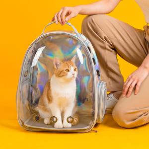 고양이 강아지 우주선 투명 백팩