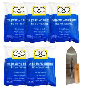 초속경 방수 백색시멘트 1.5kg 5개 +흙손 소포장 가정용 타일 벽보수 계단