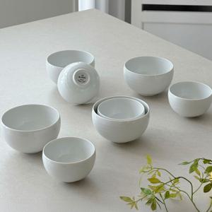 르블랑 달항아리 4인 둥근 밥공기, 국그릇 세트 MADE IN JAPAN