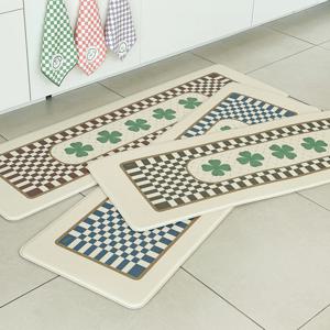 체커클로버 주방쿠션매트 싱크대 방수 다용도 PVC 쿠션 발매트 4size 3colors