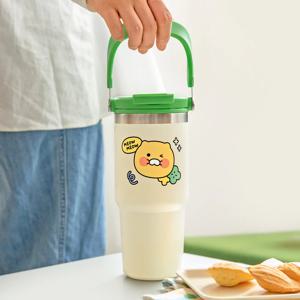 카카오프렌즈 춘식이 스윙 핸들 텀블러 591ml 손잡이 스텐 빨대 보온 워터보틀