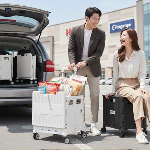 특대형 접이식 쇼핑카트 4바퀴 장바구니 캐리어 시장 마트 폴딩 핸드카트 폴딩박스 겸용