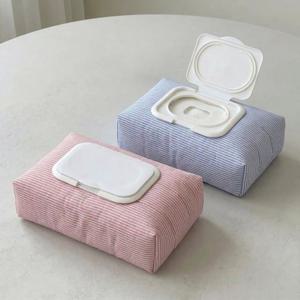 줄무늬 누빔 물티슈 케이스 지퍼형 물티슈커버 스트라이프 휴지케이스 2color