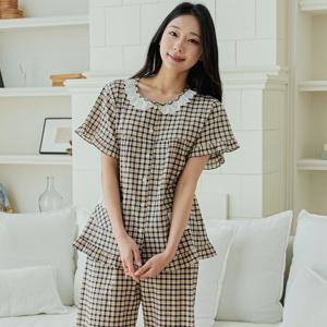 국내생산 10대잠옷 여주니어 청소년 중학생 고등학생 체크 면폴리 파자마 홈웨어 상하복 세트