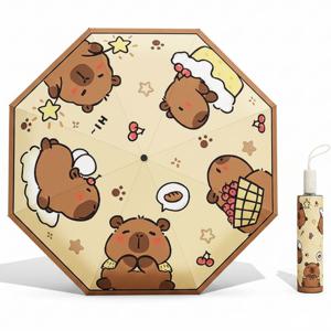 카피바라 우산 접이식 3단 자동 미니 접는 튼튼한 양우산 암막 자외선차단 선물 휴대용