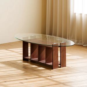 [리퍼] 파레드 타원형 유리 거실테이블 1200