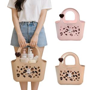 퍼피 레오파드 물빠지는 목욕바구니 사우나 샤워 스파 욕실용품정리