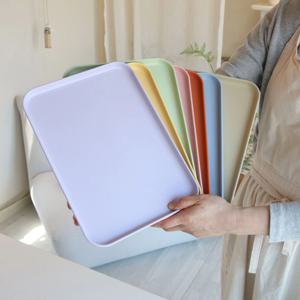 파스텔 밀짚 사각 트레이 30cm 카페 간식 브런치 쟁반 7color