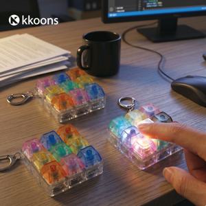 LED 키캡 키보드 키링 9구 파스텔 투명 클릭커 클리커 딸깍이 열쇠고리