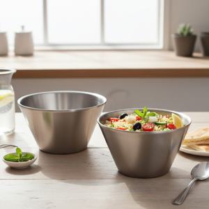 국산 스텐 304 이중 면기 빙수 샐러드볼 다용도볼(특대) 18cm 2P