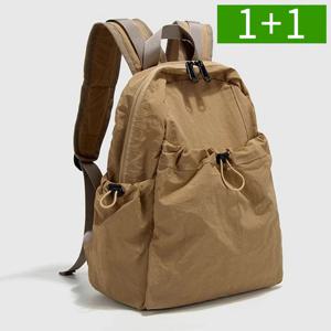 1+1 바스락 캔버스 백팩 여성 배낭 책가방 방수 경량 여행백팩