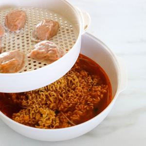 전자레인지용 대형 라면용기&스팀찜기 1단 세트