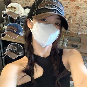 가죽챙 데님 볼캡 야구모자 남성 여성 빈티지 청 캡모자