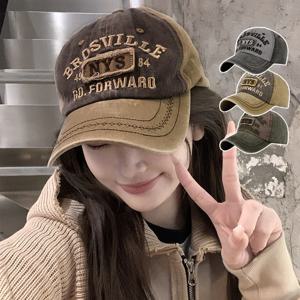 브로스빌 빈티지 야구모자 볼캡 면 자수 레터링 남성 여성 캡모자