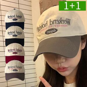1+1 위켄드 캡모자 야구모자 볼캡 남성 여성 면 레터링 자수