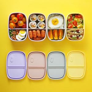 이지실리 스팀홀 실리콘 2칸 도시락통 4color