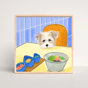 강아지 일러스트 정사각형 인테리어액자