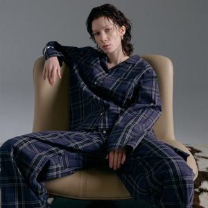100% Cotton Pajamas with Apron (Check Navy)
