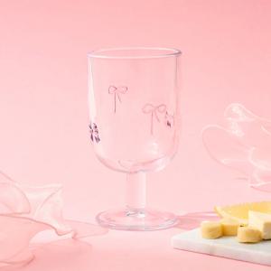 러브소르베 핸드페인팅 리본패치 유리 고블렛잔 360ml