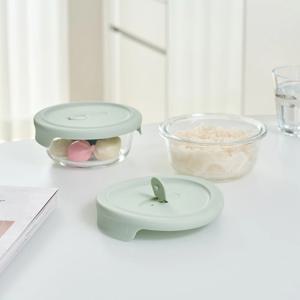 내열유리 실리콘 스팀홀 밥용기 350ml 2p세트 민트