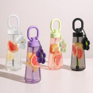 블러썸 트라이탄 오볼텀블러 600ml 여름 텀블러 빨대 헬스장 물병 물통 꽃 키링