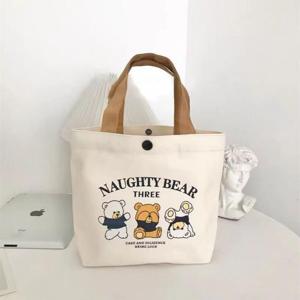 해피 베어 캔버스 토트백 미니 에코백 손가방 핸드백