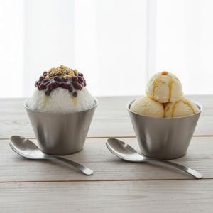 결로 없는 이중 스텐 304 요거트볼 빙수 다용도 아이스크림볼(소) 2P+스푼2P 세트