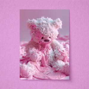 Melting Dream 녹아내리는꿈 핑크 곰인형 아트포스터