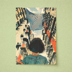 균열 - 레트로 만화 아트 인테리어 포스터