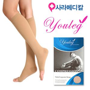 유레그 의료용 압박스타킹 다리부종 혈액순환도움 1330 살색 무릎형