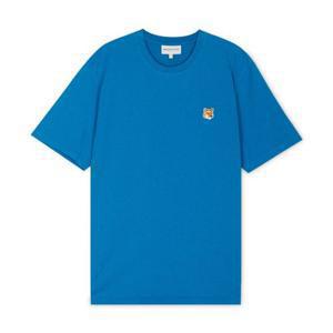 메종키츠네 남성 폭스 헤드 에나멜 블루 반팔티 LM00104KJ0008 P451