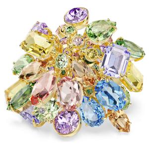 Gema 칵테일 링, 믹스 컷, 멀티컬러, 골드 톤 플래팅