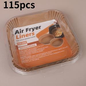 TEMU 115개 대형 에어프라이어 라이너 - 논스틱 & 오일프루프 파스텔지 시트, 고온 저항, 사각형 모양, 러플 엣지, 치킨 윙, 감자튀김, 파티 용품에 적합, 간편한 청소, 필수 주방 액세서리, 간편한 청소 시트